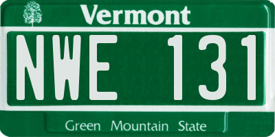VT license plate NWE131
