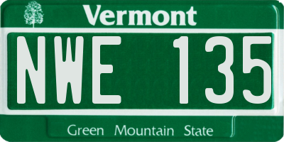 VT license plate NWE135
