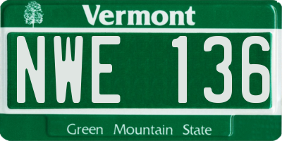 VT license plate NWE136