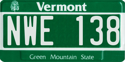 VT license plate NWE138