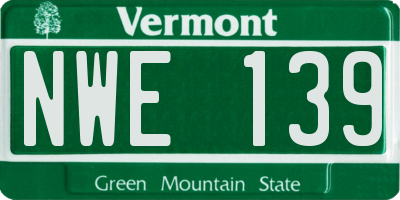VT license plate NWE139