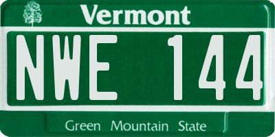 VT license plate NWE144