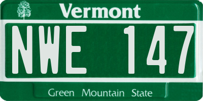 VT license plate NWE147