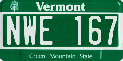 VT license plate NWE167