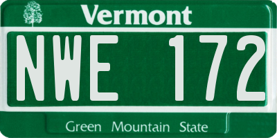 VT license plate NWE172