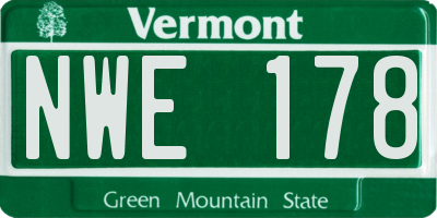 VT license plate NWE178