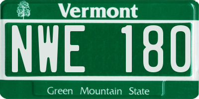 VT license plate NWE180