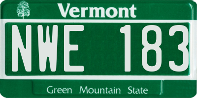 VT license plate NWE183