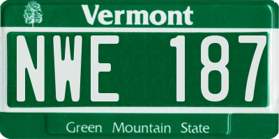 VT license plate NWE187