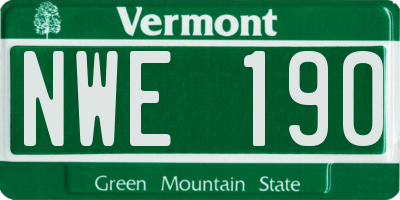 VT license plate NWE190