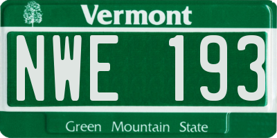 VT license plate NWE193