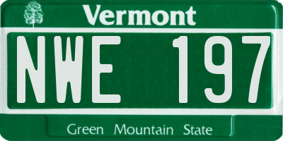 VT license plate NWE197