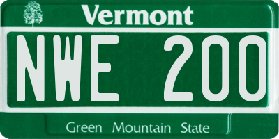VT license plate NWE200