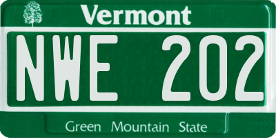 VT license plate NWE202