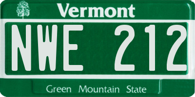 VT license plate NWE212
