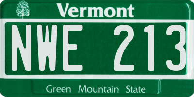 VT license plate NWE213
