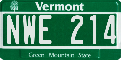 VT license plate NWE214