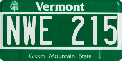 VT license plate NWE215