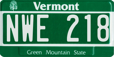 VT license plate NWE218