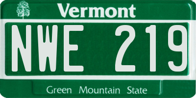 VT license plate NWE219