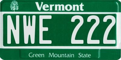 VT license plate NWE222