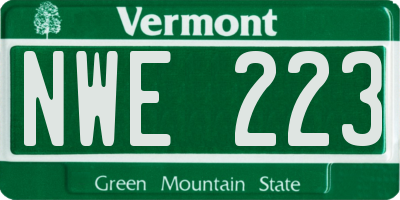 VT license plate NWE223
