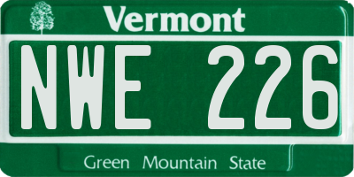 VT license plate NWE226