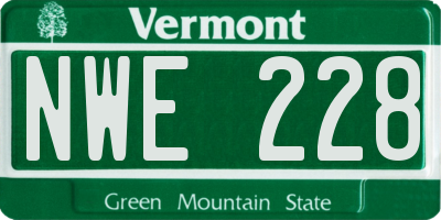 VT license plate NWE228