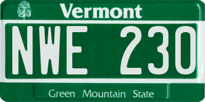 VT license plate NWE230