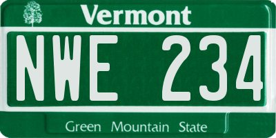 VT license plate NWE234