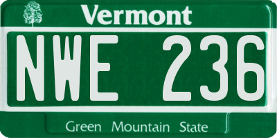 VT license plate NWE236