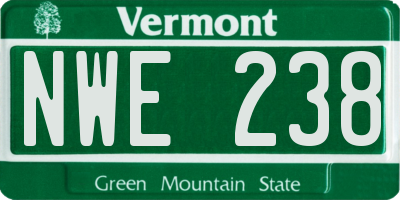 VT license plate NWE238