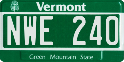VT license plate NWE240