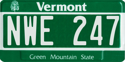 VT license plate NWE247