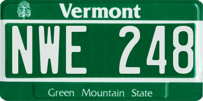 VT license plate NWE248