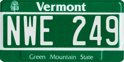 VT license plate NWE249