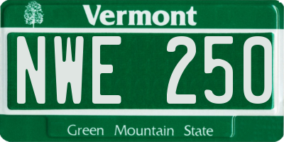 VT license plate NWE250