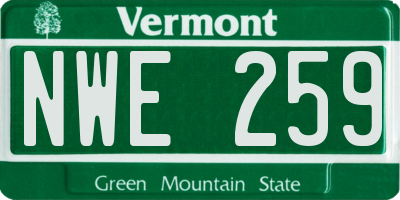 VT license plate NWE259