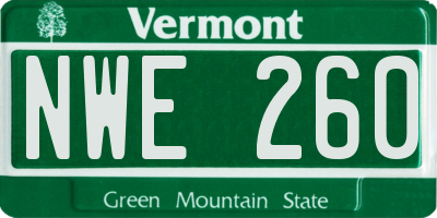 VT license plate NWE260
