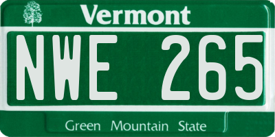 VT license plate NWE265