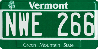 VT license plate NWE266