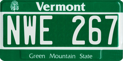 VT license plate NWE267