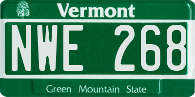 VT license plate NWE268