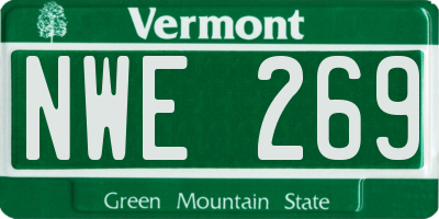 VT license plate NWE269