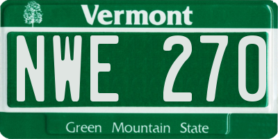 VT license plate NWE270