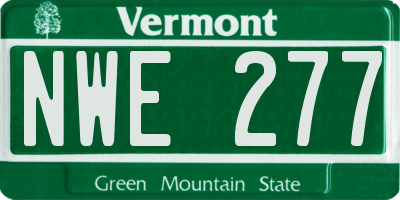 VT license plate NWE277