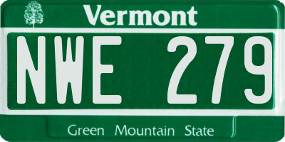 VT license plate NWE279