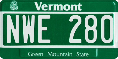 VT license plate NWE280