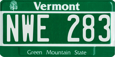 VT license plate NWE283