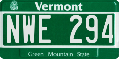VT license plate NWE294
